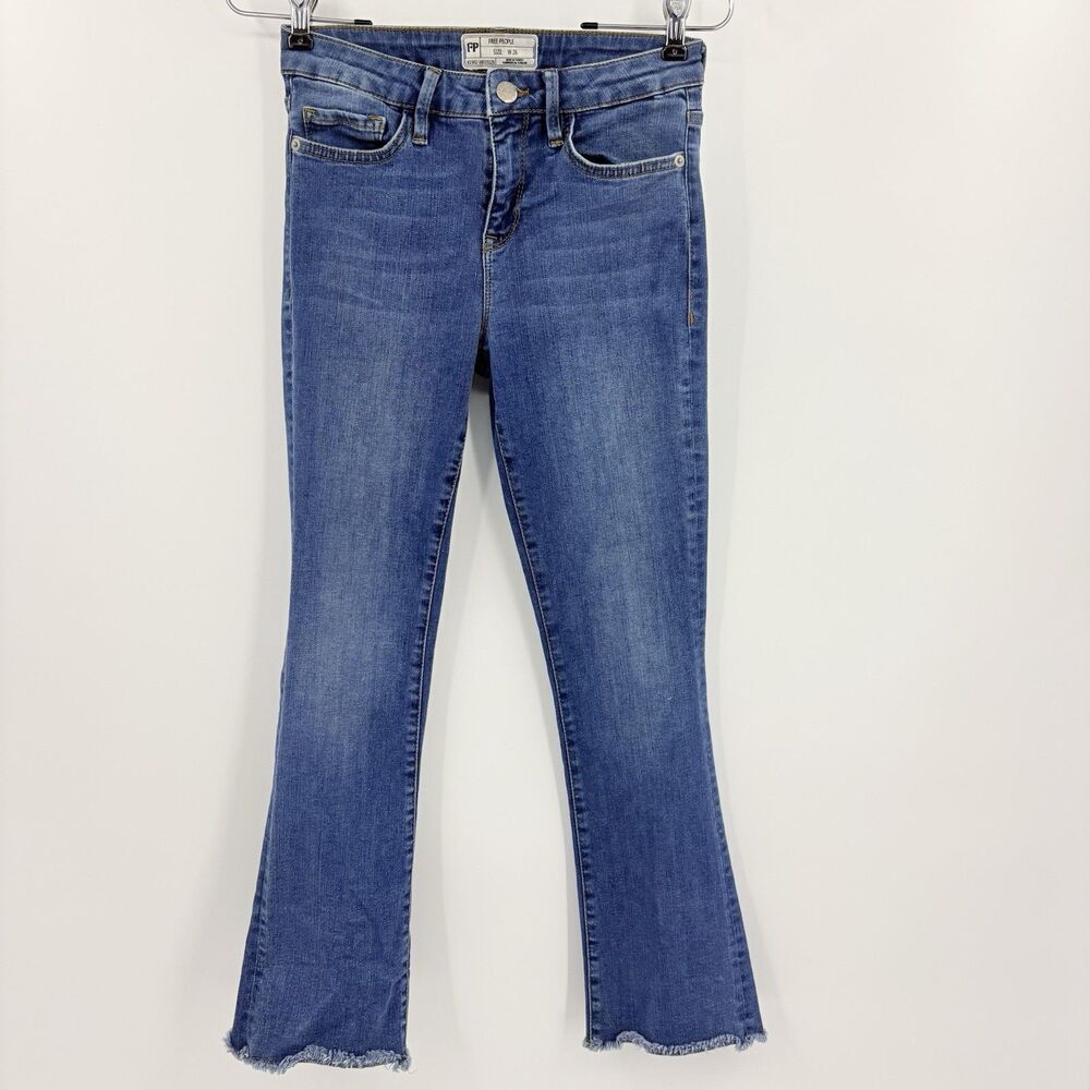 Free People Flared High Rise Jeans Womens Size 26 70s Retro Boho Frayed Western